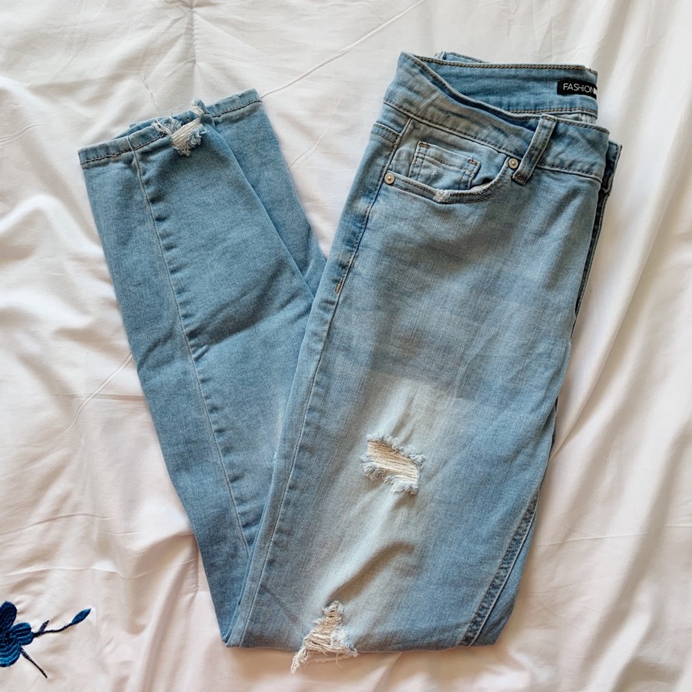 Fashion Nova High Waisted Light Wash Jeans